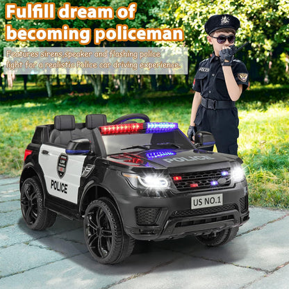 Electric Police Car Ride for Kids to Drive Battery Powered