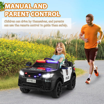 Electric Police Car Ride for Kids to Drive Battery Powered
