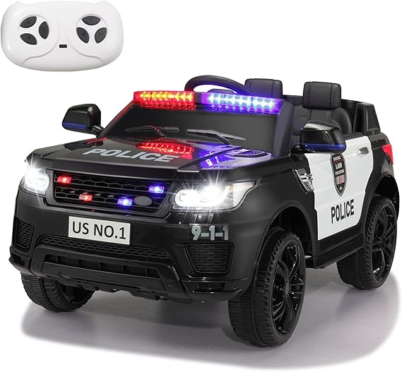 Electric Police Car Ride for Kids to Drive Battery Powered